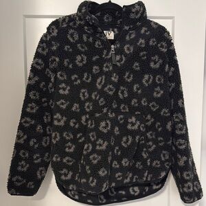Cozy Black and Gray Leopard Print Fleece Hoodie